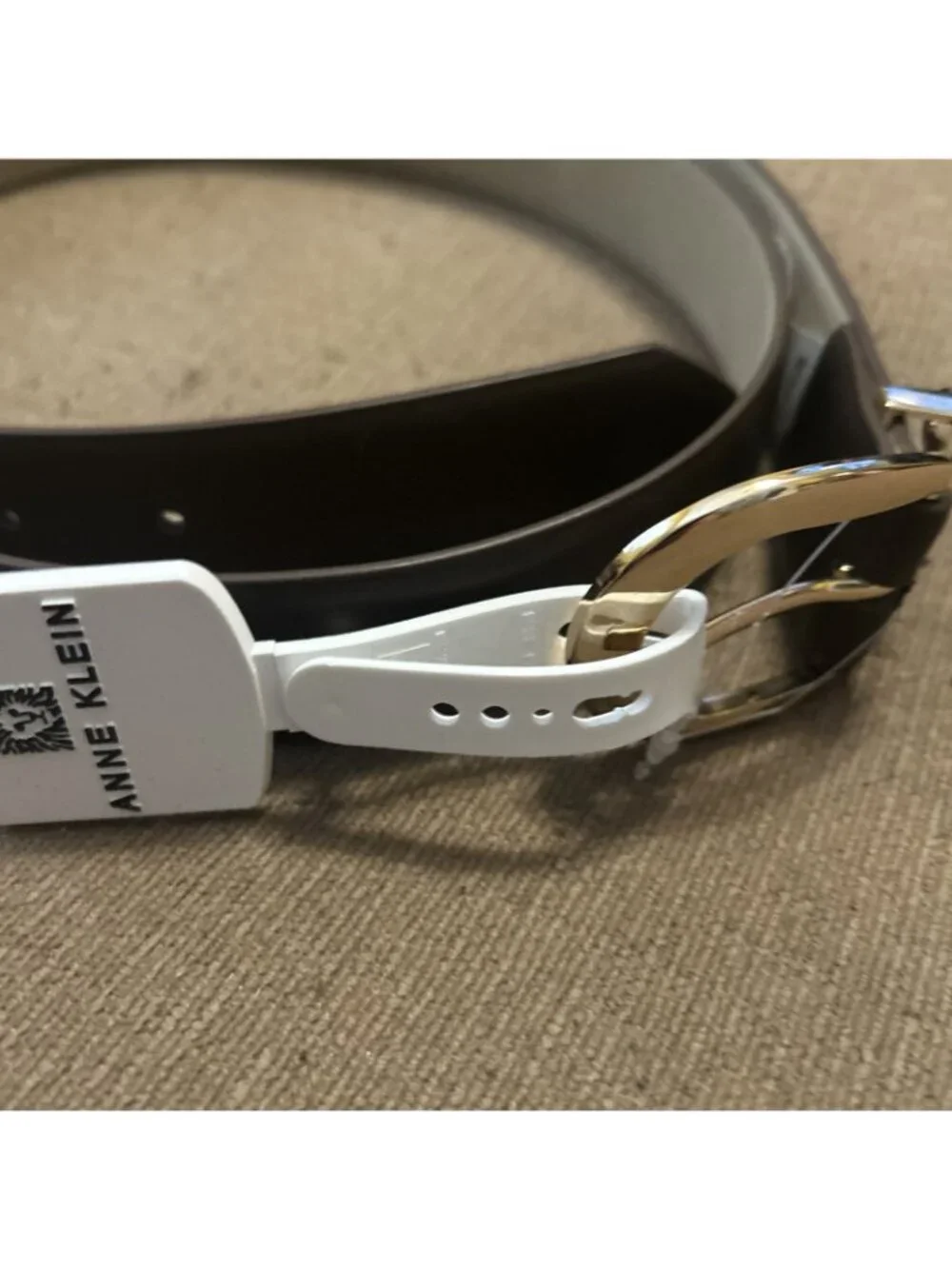 Anne Klein women's Leather Belt 2X Plus Size Belt Brown Gold Dainty Buckle New